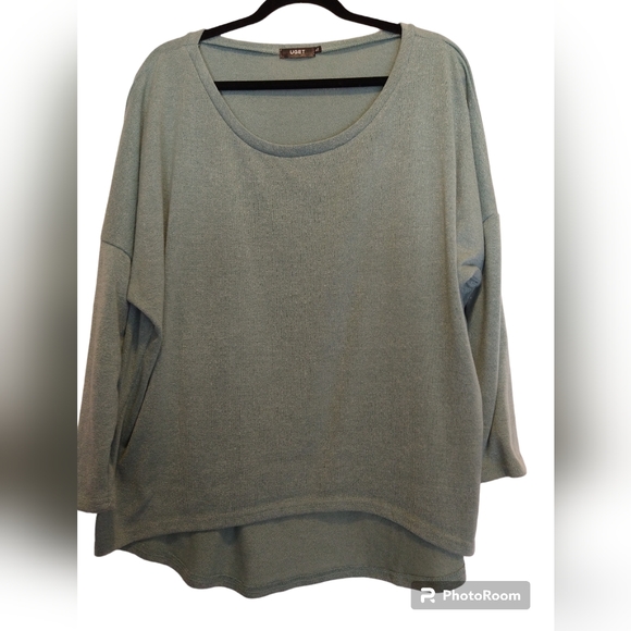 UGET Green Pullover Sweater Loose Fitting Tunic/Top Sz XL - Picture 4 of 5